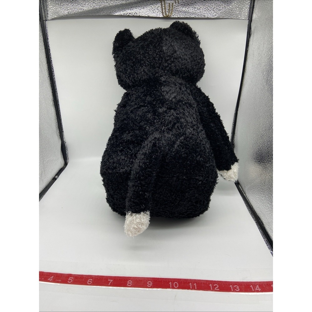 Tuxedo Cat Plush Stuffed Animal Black White Shaggy Fur Paw Prints 15 Inch - Picture 5 of 9